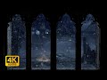 4K Hogwarts Winter Window View Snow Wind Sounds From The World Of Harry Potter For Sleep Study