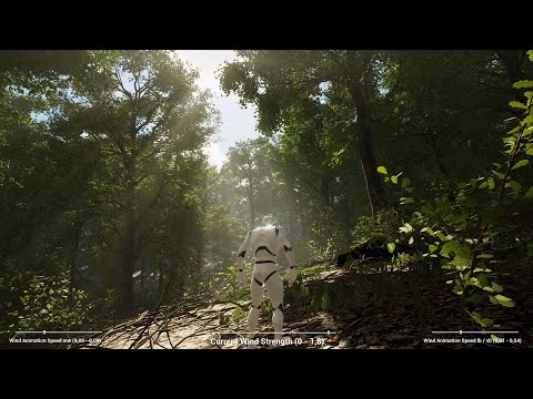 Trees - Vol.1 - Wind Functions Demo (strong breeze) Unreal Engine 4.26