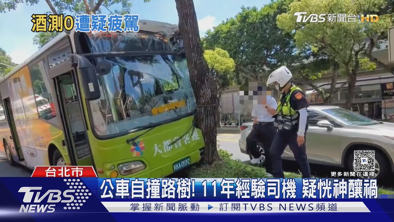 公車自撞路樹！11年經驗司機　疑恍神釀禍