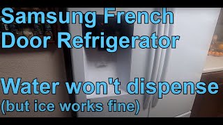 How to fix / hack frozen water line in Samsung French Door refrigerator when it does not dispense