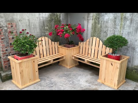 Amazing Pallet Woodworking Project At Home // Build Benches Combined Planter Pallet Box