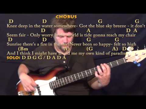 Knee Deep (Zac Brown) Bass Guitar Cover Lesson in D with Chords/Lyrics