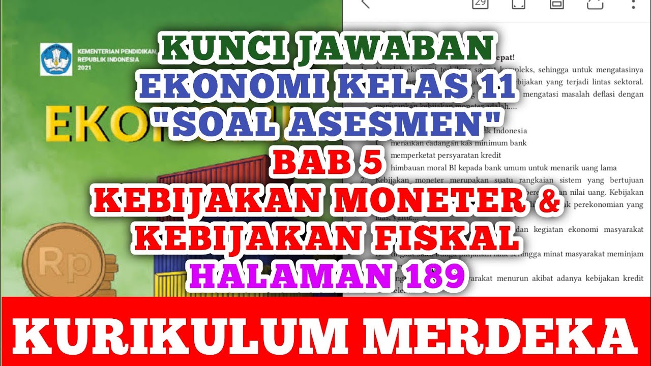 Kunci Jawaban Soal Asesmen Ekonomi Kelas 11 Bab 5 Kebijakan Moneter dan Kebijakan Fiskal Halaman 189