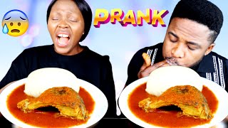I ADDED TOO MUCH PEPPER IN MY WIFE&#39;S SOUP *PRANK* | TOMATOES PEPPER SOUP AND FUFU | FOOD MUKBANG