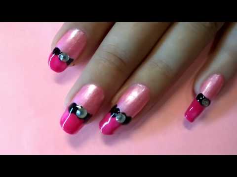Beautiful Pink & Black Nail Art | Easy Nail Art Design | Amazing Nail Art Designs | Art with HHS Video