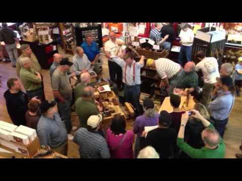 Roy Underhill plays In-A-Gada-Da-Vida on a hand saw at Highland Woodworking