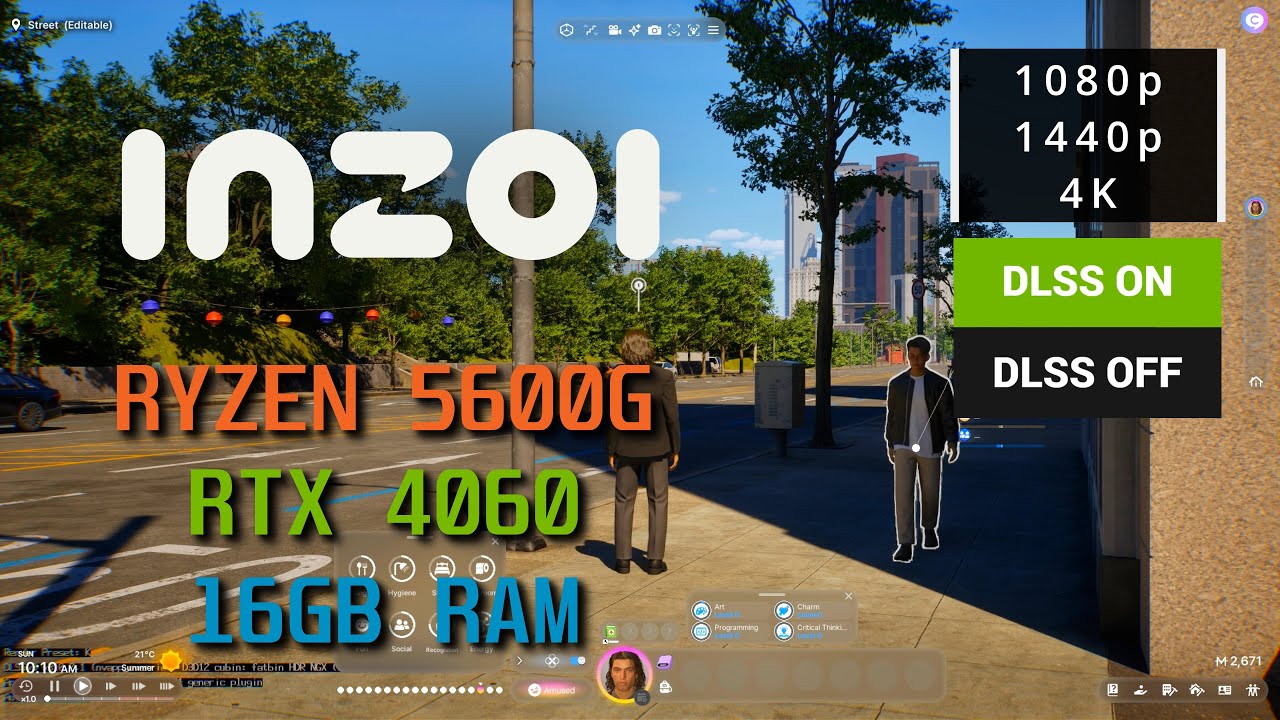 InZOI on RTX 4060 + Ryzen 5600G – 1080p/1440p/4K