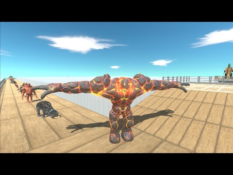 LAVABOY VS TEK REK AND INDOMINUS REX AND KINGSHARK DEATH RUN - Animal Revolt Battle Simulator