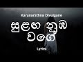 Karunarathna Divulgane සුළඟ නුඹ වගේ Sulanga Numba Wage Lyrics