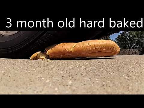 Tire Crushing Solid Hard 3 Month Old Bread