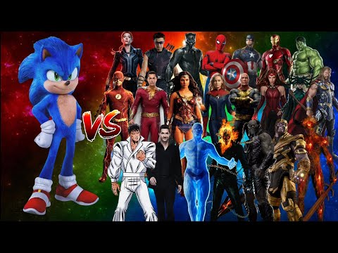 Sonic vs Marvel & DC #marvel #justiceleague #dc #ironman #avengers #batman #sonic #superman #thor