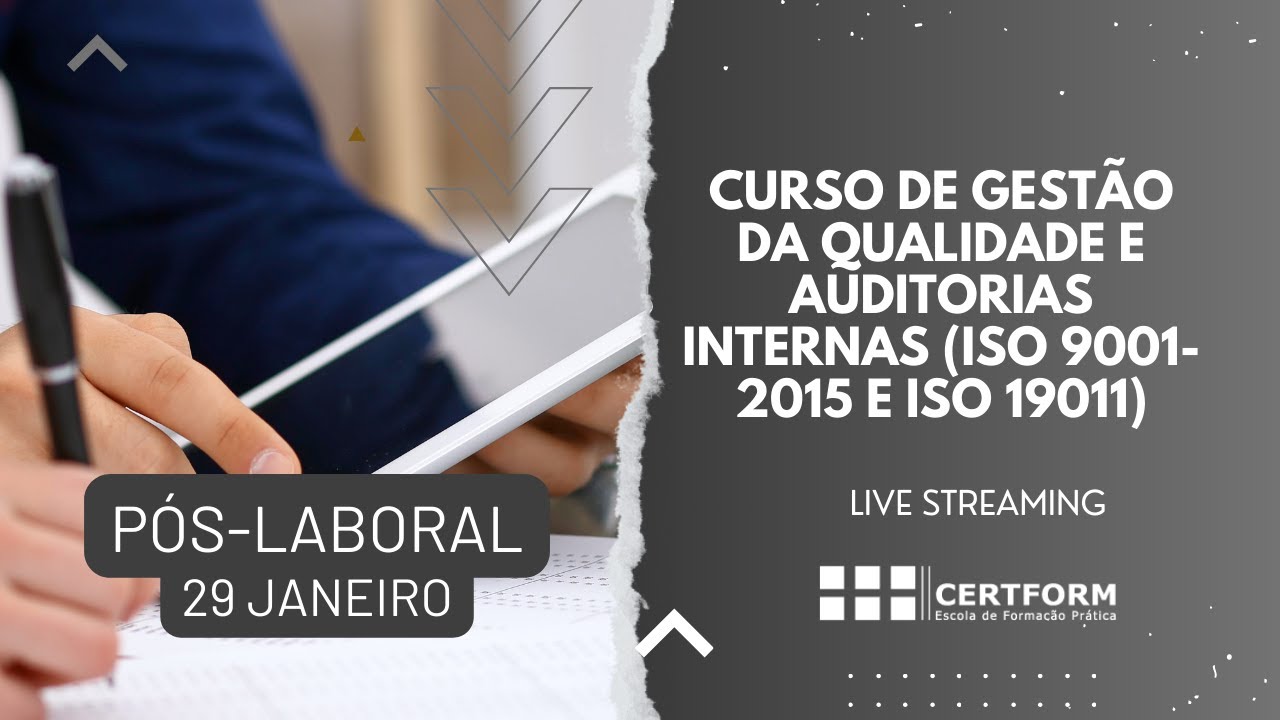 🕵️‍♀️ Curso de Gestão da Qualidade e Auditorias Internas – vai iniciar no dia 29 de janeiro