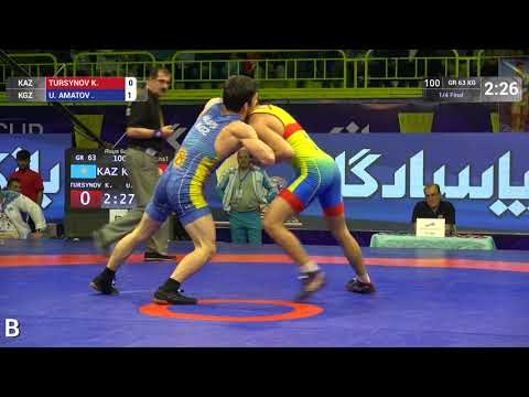 1/4 GR - 63 kg: K. TURSYNOV (KAZ) v. . U. AMATOV (KGZ)