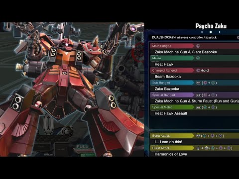 Psycho Zaku - Gundam Extreme Versus Maxi Boost ON Combo Guide