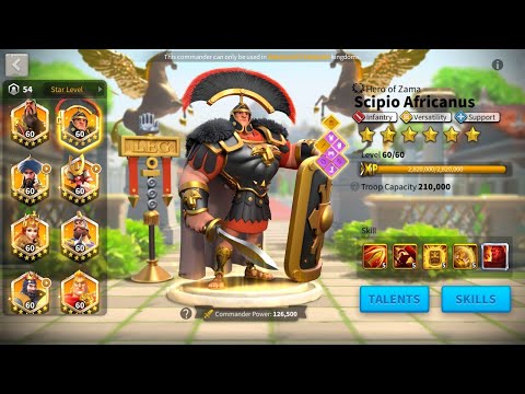 RoK206-VIP16-84.9M Power-expertise 13 legend commander-19 Legendary equips-61k gems