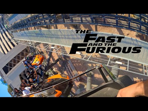 Front row point of view footage of Fast & Furious: Hollywood Drift