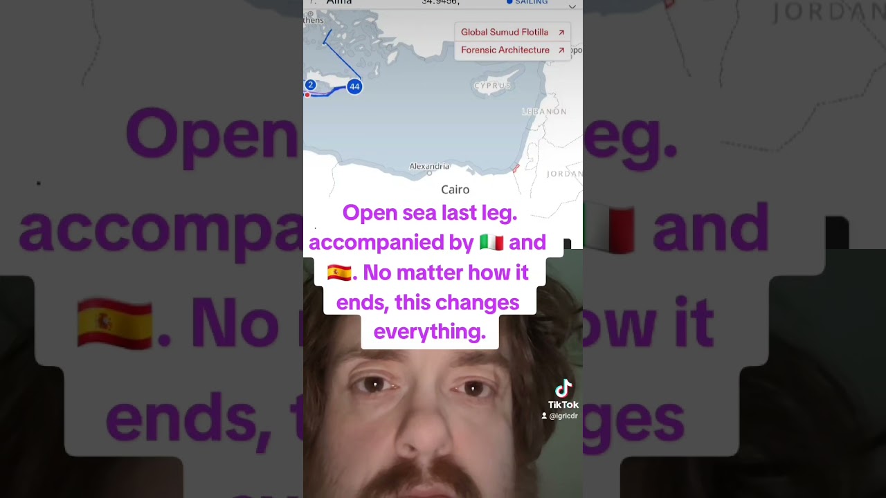 open sea last leg for the #sumud  w/ 🇮🇹 and 🇪🇸.  this will change everything.