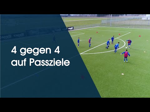 Spielform 4 gegen 4 auf Passziele – Fußballtraining am Deutschen Fußball Internat