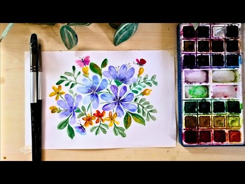 Watercolor Flowers with FILBERT BRUSH/ How I paint flowers with filbert brush| Loose watercolor.