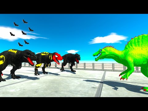 3x DARK T-REX vs ALIEN SPINOSAURUS PARKOUR DEATH RUN - ARBS