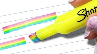DIY RAINBOW HIGHLIGHTER - Mind-Blowing HACK to Transform Your SCHOOL SUPPLIES!