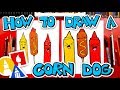 How To Draw Funny Corn Dog, Mustard And Ketchup