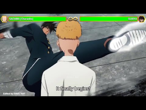 Saitama vs  Suiryu WITH HEALTHBARS | One Punch Man