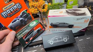 Let's have a look at these Tesla Cybertrucks, Matchbox, Hot Wheels, Xcartoys. 