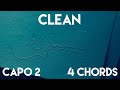 Clean by Taylor Swift Guitar Lesson | Capo 2 (4 Chords) Tutorial