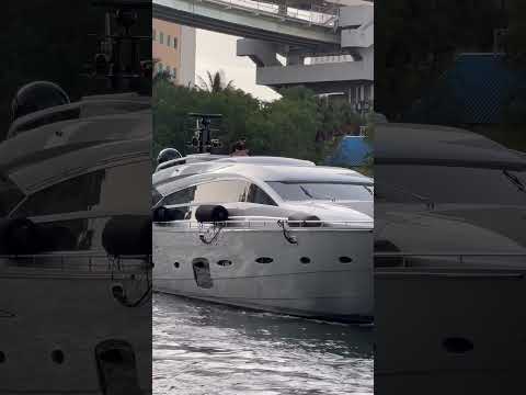 King of the Castle on the Metallic Silver 82ft Pershing #yachtdealnow