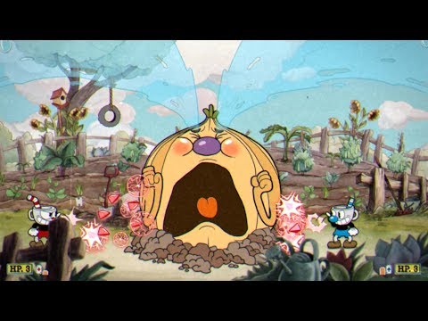CUPHEAD Co-op Boss Fight #1 - The Root Pack (NO DAMAGE)