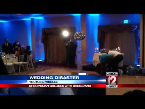 Groomsman's back flip takes out bridesmaid