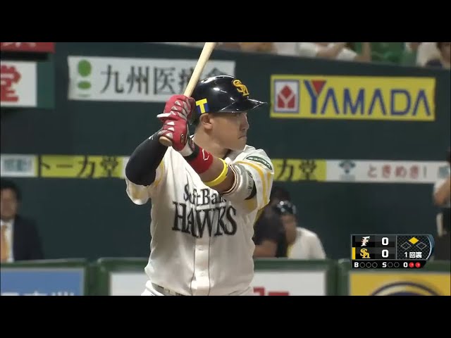 【1回裏】4番の先制打!! ホークス・内川 きっちりセンター返し 2015/8/28 H-F