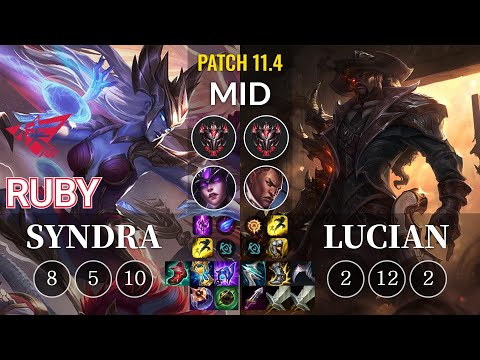 RW Ruby Syndra vs Lucian Mid - KR Patch 11.4