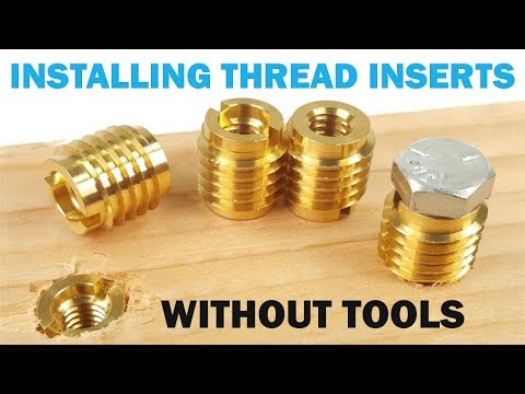 Part of a video titled Installing Threaded Inserts in Wood Without Special Tools | Quick Tips