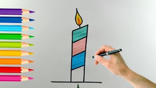 How to Draw and Color a Candle for Kids | Easy Art Tutorial