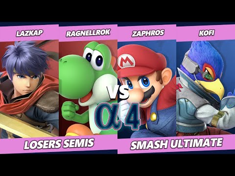 Alpha 4 Losers Semis - Lazkap & Ragnellrok Vs. Zaphros & Kofi - SSBU Ultimate Tournament
