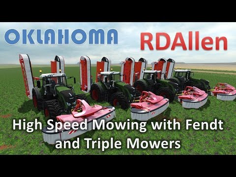 High Speed Mowing with Fendt 939 and Triple Mowers -FS 15 Oklahoma