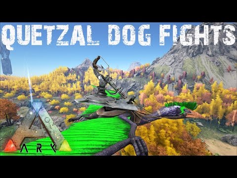 ARK: Survival Evolved - Mini Gun Turret Quetzal Dog Fights!