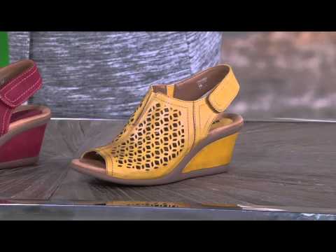 Earth Leather Wedge Sandals with Cut-Out Details - Cascade on QVC