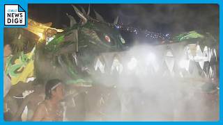 長さは50メートル超！町おこしで龍の張りぼてが練り歩く「巨大龍踊り」開催（三重・津市）　