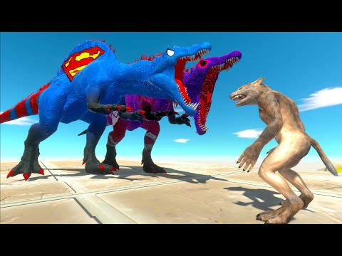SUPERMAN vs SPIDERMAN SPINOSAURUS DEATH RUN - Animal Revolt Battle Simulator