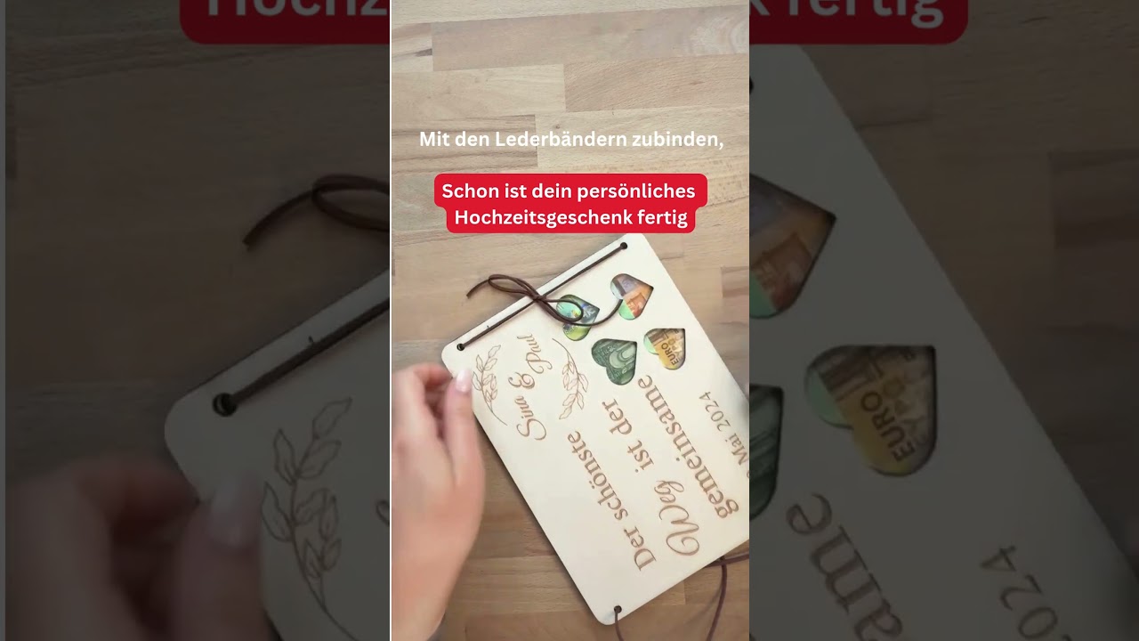 Geldgeschenk Hochzeit- personalisierte Hochzeitskarte aus Holz