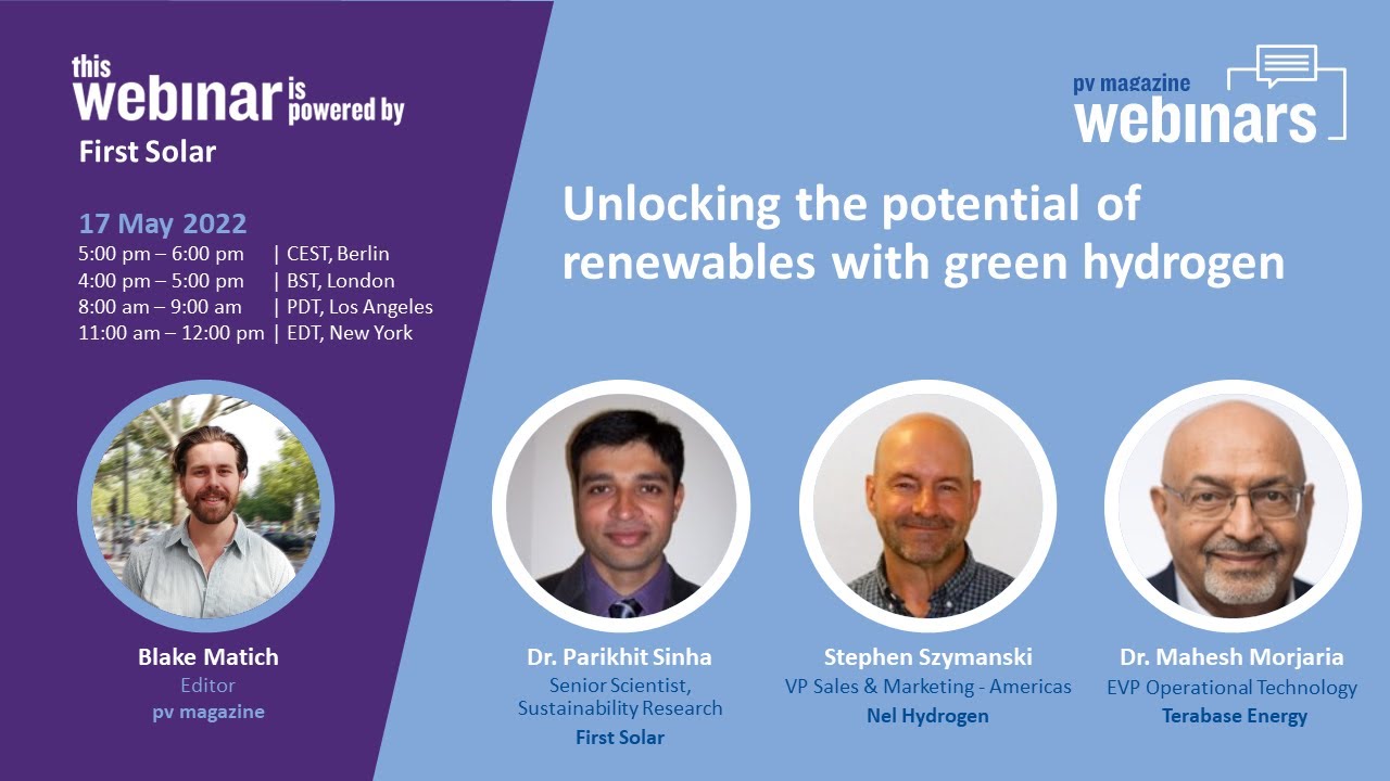 pv magazine Webinar | Unlocking the potential of renewables with green hydrogen