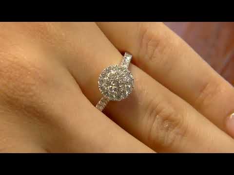 TR1066 0.60 Carat Halo Cluster Style Diamond Engagement Ring