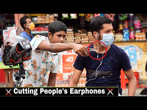 Cutting Peoples Earphones - Then Giving Them Airpods - Prank PART 2 - By 4 Minute Fun