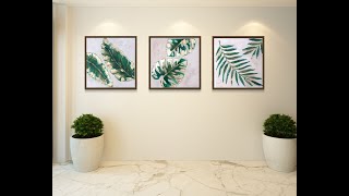 Tropical leaf painting on canvas | Textured leaves painting | Gold Leaf Painting