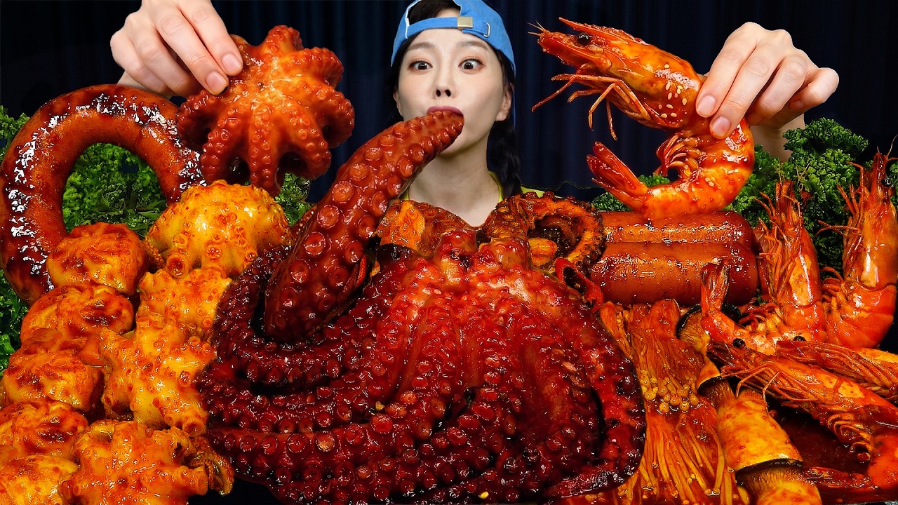 빨판특집 !🐙 대형 문어 제철 쭈꾸미 매콤소스 ! Octopus & Webfoot octopus Spicy Recipe Mukbang ASMR Ssoyoung
