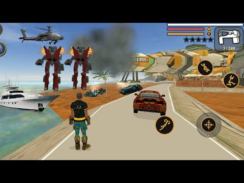 Vegas Crime Simulator (Vegas Hero Fight Car Robot) Robot Hero on Sea Camp - Android Gameplay HD