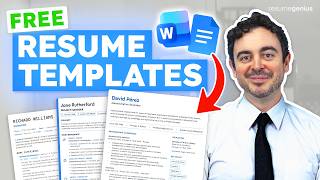 FREE Professional Resume Templates (PDF, Word, Google Docs) | EASY Download & Edit (No Signups!)